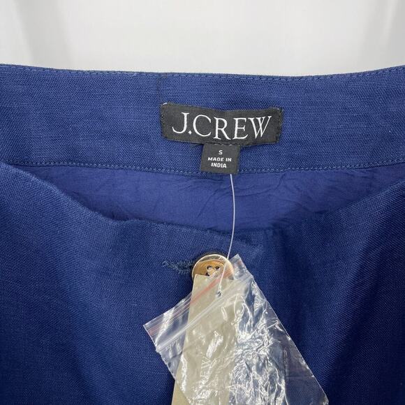 J.Crew Claudia Dress in Linen Dark Blue Size Small Mini Dress Button Front NEW - Picture 4 of 6